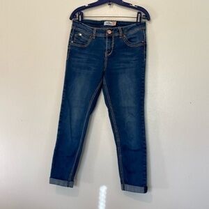 Royalty For Me pocket stretchy denim cuffed cotton blend capris 6